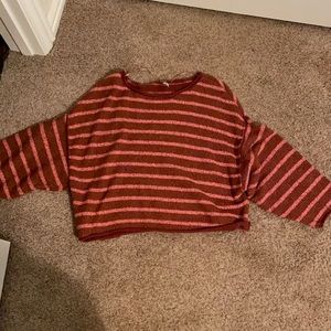 Free People Bardot Striped Oversized Sweater